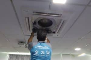 Chemical cleaning office aircon ceiling unit cassette