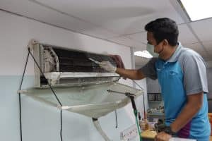 Chemical cleaning office aircon